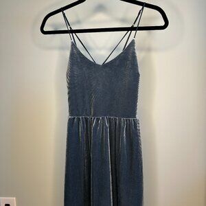 Aeropostale Blue/Gray Metallic Velvet Mini Cocktail Dress